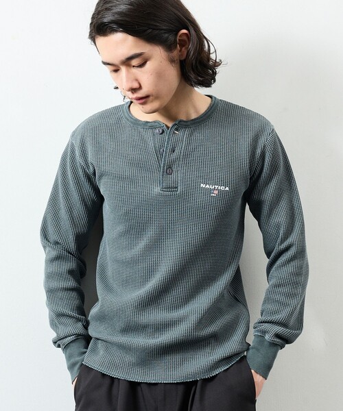 NAUTICA(ノーティカ)の「NAUTICA/ノーティカ Essentials タイトフィット L/S ヘンリーネック ワッフル ピグメントTシャツ(Tシャツ/カットソー・メンズ・ネイビー/チャコールグレー/オリーブ・LARGE/MEDIUM/SMALL)」の5枚目の写真