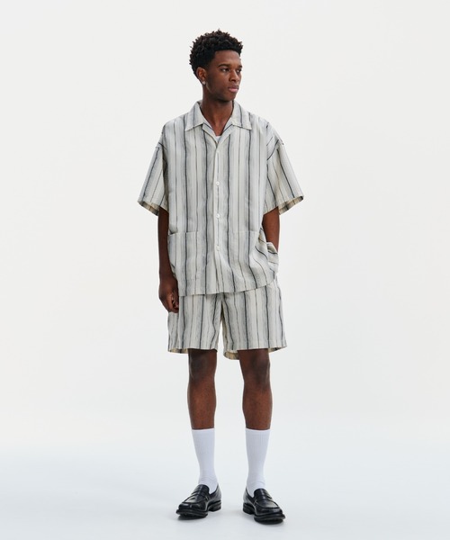 COOTIE PRODUCTIONS（クーティープロダクションズ）の「Dobby Chain Stripe S/S Cavana Shirt（シャツ/ブラウス・メンズ・アイボリー/ブラック・LARGE/X-LARGE/MEDIUM/SMALL）」の4枚目の写真