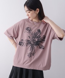 モノトーンフラワーＴシャツ