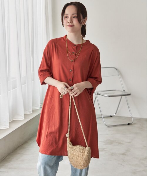 LBC（エルビーシー）の「リネンレーヨンボタンサックワンピ（ワンピース・レディース・レッド/ブラウン/グリーン/ブラック/ブルー・M/L）」の8枚目の写真