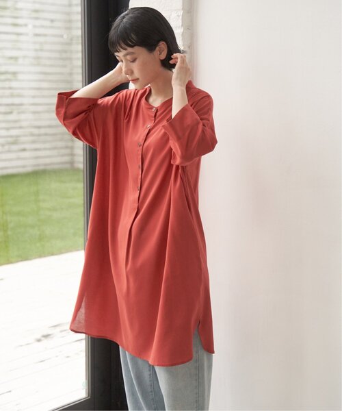 LBC（エルビーシー）の「リネンレーヨンボタンサックワンピ（ワンピース・レディース・レッド/ブラウン/グリーン/ブラック/ブルー・M/L）」の16枚目の写真