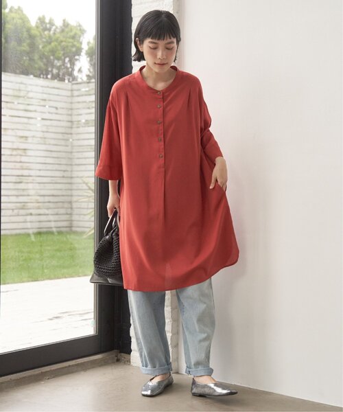 LBC（エルビーシー）の「リネンレーヨンボタンサックワンピ（ワンピース・レディース・レッド/ブラウン/グリーン/ブラック/ブルー・M/L）」の17枚目の写真