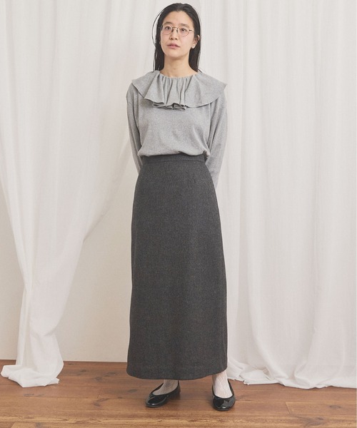 fig London(フィグロンドン)の「WOOL TWEED skirt(スカート・レディース・チャコールグレー/グレー・1/0)」の3枚目の写真