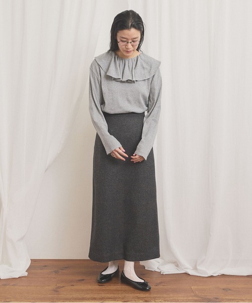 fig London(フィグロンドン)の「WOOL TWEED skirt(スカート・レディース・チャコールグレー/グレー・1/0)」の6枚目の写真