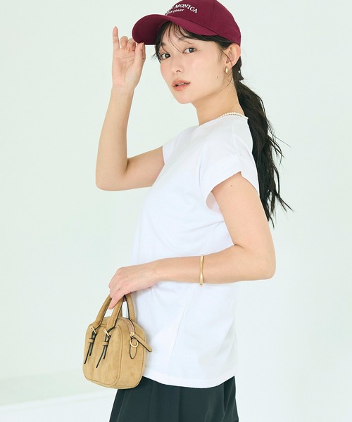 coca(coca)(コカ)の「フレンチスリーブTシャツ(Tシャツ/カットソー・レディース・イエロー/ホワイト/ダークグリーン/ブラック・L/M/S/XL)」の2枚目の写真