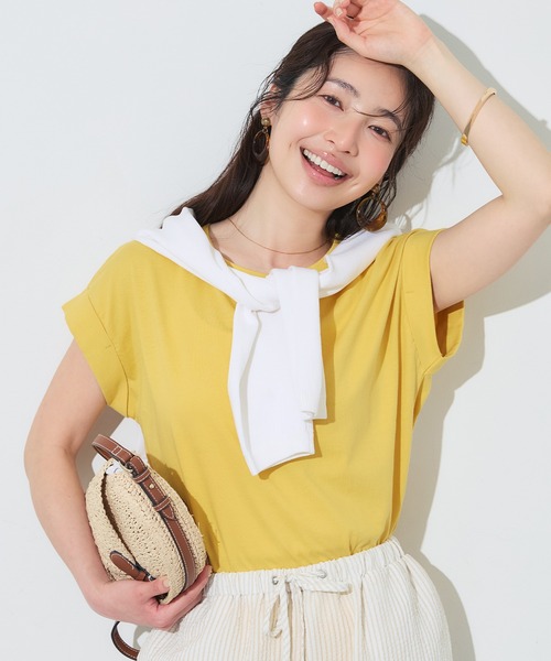 coca(coca)(コカ)の「フレンチスリーブTシャツ(Tシャツ/カットソー・レディース・イエロー/ホワイト/ダークグリーン/ブラック・L/M/S/XL)」の4枚目の写真