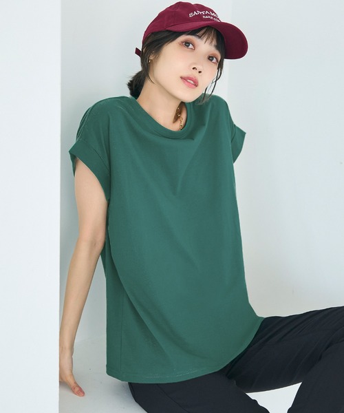 coca(coca)(コカ)の「フレンチスリーブTシャツ(Tシャツ/カットソー・レディース・イエロー/ホワイト/ダークグリーン/ブラック・L/M/S/XL)」の3枚目の写真