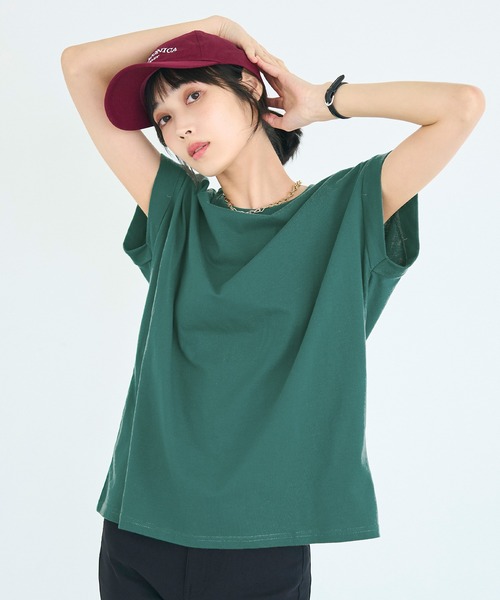 coca(coca)(コカ)の「フレンチスリーブTシャツ(Tシャツ/カットソー・レディース・イエロー/ホワイト/ダークグリーン/ブラック・L/M/S/XL)」の19枚目の写真