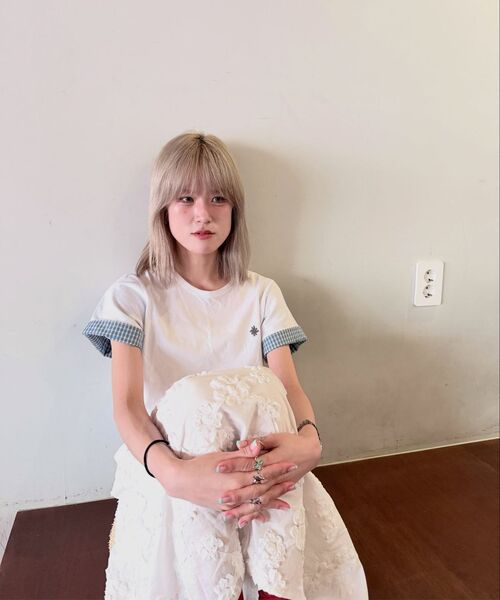 SLOW RECORD HOUSE(スローレコードハウス)の「レイヤードチェックロールアップTシャツ_ホワイト(Tシャツ/カットソー・レディース・ホワイト・1/2)」の9枚目の写真
