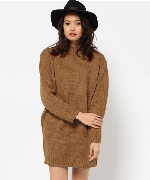 SLY（スライ）の「ハイネックMIX LG OP-S（ワンピース・レディース・ブラックミックス/カーキ/ベージュ系その他/ブラウン・2/1）」の3枚目の写真