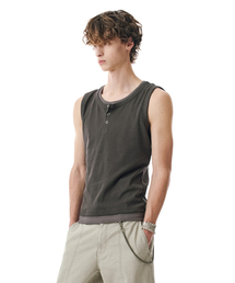 Layered Henley Sleeveless [CHARCOAL]_SETS059CHARCOAL