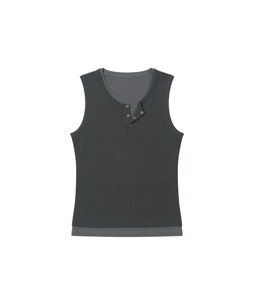 SECONDMONO（セカンドモノローグ）の「Layered Henley Sleeveless [CHARCOAL]_SETS059CHARCOAL（Tシャツ/カットソー・レディース・その他・MEDIUM/LARGE）」の5枚目の写真