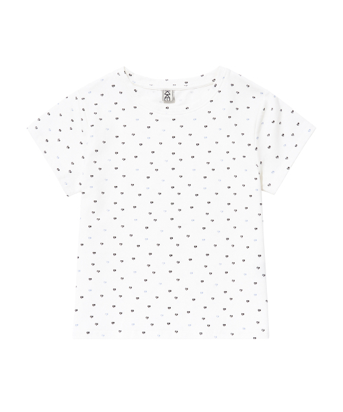 KKEEE（ケーケーイーイー）の「シグネチャードットスリム半袖Tシャツ(2色)（Tシャツ/カットソー・レディース・アイボリー/ミックスグレー・FREE）」の3枚目の写真