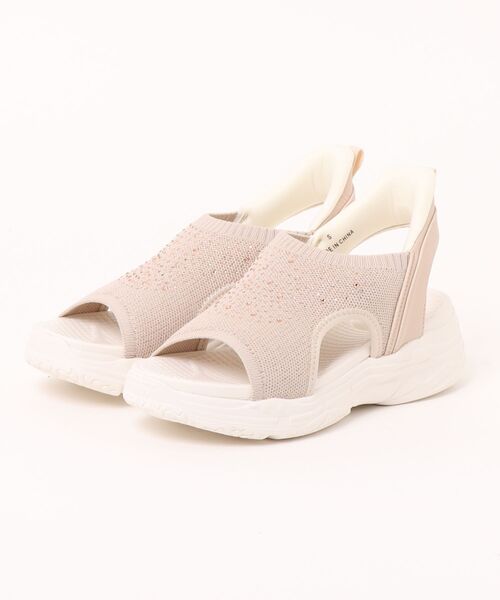 Piedi Nudi(ピエディヌーディ)の「<SHOP select> ハンズフリー きらきらサンダル(サンダル・レディース・グレー/ベージュ/ブラック・L/M/S/LL)」の1枚目の写真