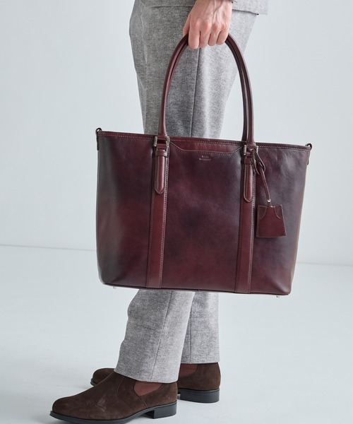 MEN'S BIGI(メンズビギ)の「【SEEKER/シーカー】別注 ムラレザー2wayトート&ショルダーバッグ(トートバッグ・メンズ・ブラック/ダークブラウン・FREE)」の2枚目の写真