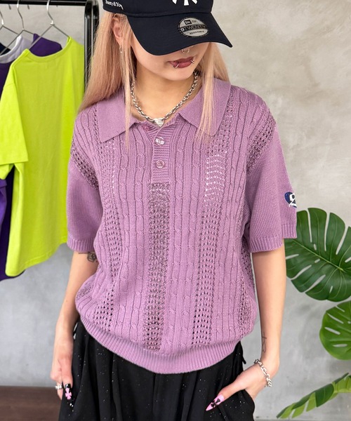 sedacle(セダクル)の「ラメシアーポロニット(ニット/セーター・メンズ・ネイビー/パープル系その他/オフホワイト・MEDIUM/LARGE/SMALL)」の3枚目の写真