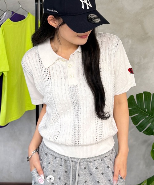 sedacle(セダクル)の「ラメシアーポロニット(ニット/セーター・メンズ・ネイビー/パープル系その他/オフホワイト・MEDIUM/LARGE/SMALL)」の2枚目の写真