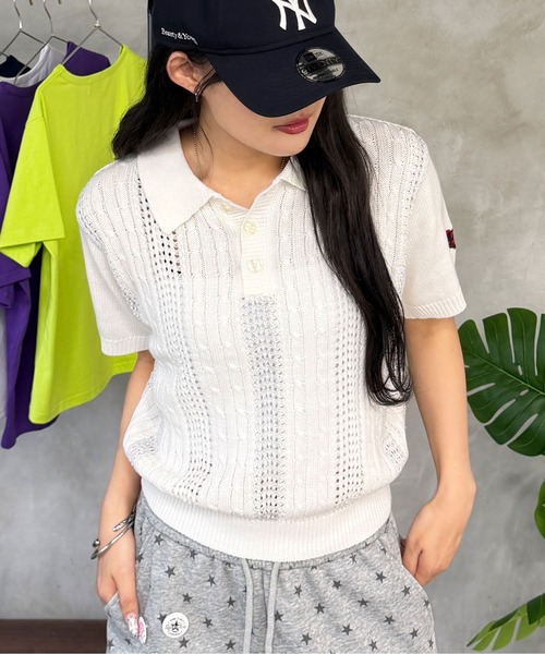 sedacle(セダクル)の「ラメシアーポロニット(ニット/セーター・メンズ・ネイビー/パープル系その他/オフホワイト・MEDIUM/LARGE/SMALL)」の13枚目の写真