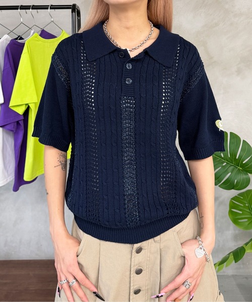 sedacle(セダクル)の「ラメシアーポロニット(ニット/セーター・メンズ・ネイビー/パープル系その他/オフホワイト・MEDIUM/LARGE/SMALL)」の16枚目の写真