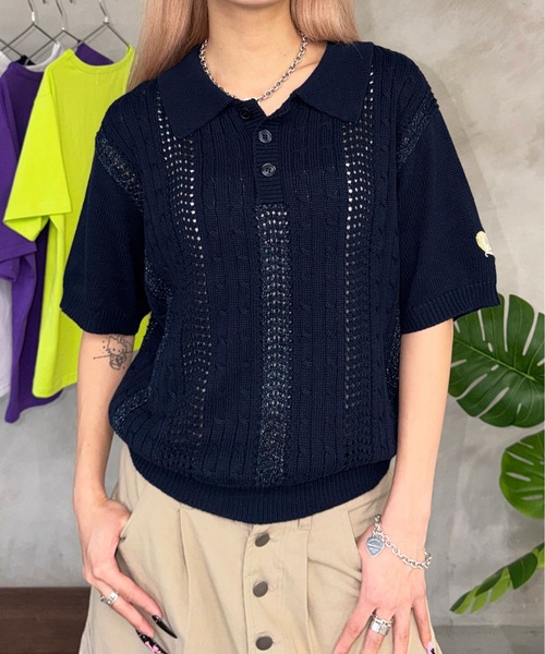 sedacle(セダクル)の「ラメシアーポロニット(ニット/セーター・メンズ・ネイビー/パープル系その他/オフホワイト・MEDIUM/LARGE/SMALL)」の5枚目の写真