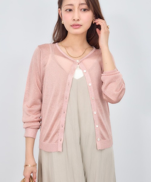 COHINA(コヒナ)の「シャイニーシアークルーネックカーディガン 【低身長・小柄女性】(カーディガン/ボレロ・レディース・イエロー/ピンク/シルバー・ONE SIZE)」の4枚目の写真