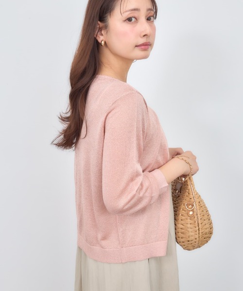 COHINA(コヒナ)の「シャイニーシアークルーネックカーディガン 【低身長・小柄女性】(カーディガン/ボレロ・レディース・イエロー/ピンク/シルバー・ONE SIZE)」の5枚目の写真