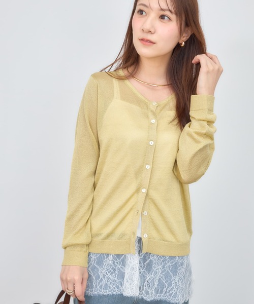 COHINA(コヒナ)の「シャイニーシアークルーネックカーディガン 【低身長・小柄女性】(カーディガン/ボレロ・レディース・イエロー/ピンク/シルバー・ONE SIZE)」の10枚目の写真