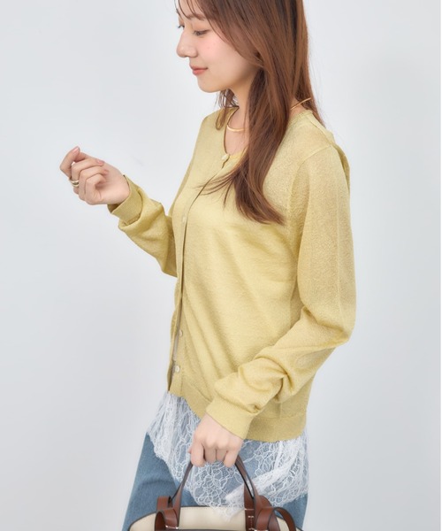 COHINA(コヒナ)の「シャイニーシアークルーネックカーディガン 【低身長・小柄女性】(カーディガン/ボレロ・レディース・イエロー/ピンク/シルバー・ONE SIZE)」の11枚目の写真