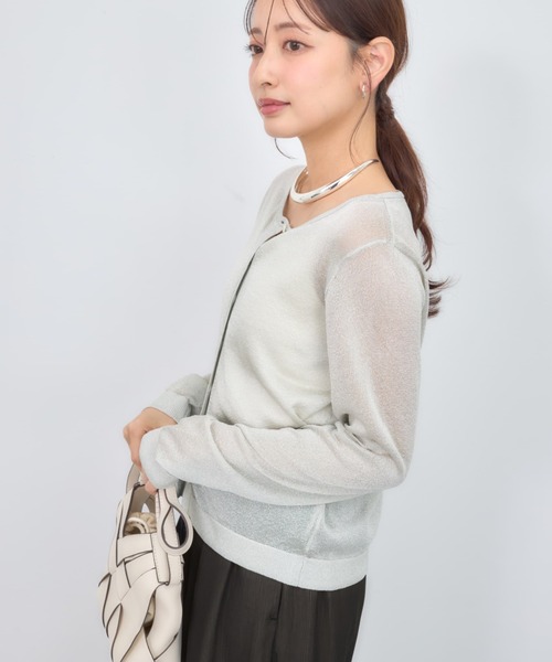COHINA(コヒナ)の「シャイニーシアークルーネックカーディガン 【低身長・小柄女性】(カーディガン/ボレロ・レディース・イエロー/ピンク/シルバー・ONE SIZE)」の16枚目の写真