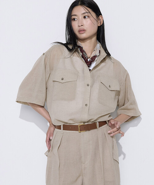 COMME CA（コムサ）の「【セットアップ対応】【RE:撚】トリアセクールスラブ シャツ（シャツ/ブラウス・レディース・キナリ/ライトグレー/ブラック・11号/9号）」の4枚目の写真