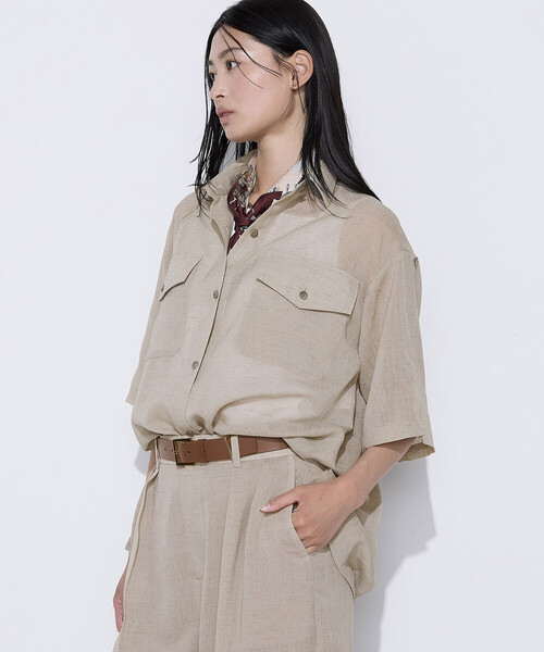 COMME CA（コムサ）の「【セットアップ対応】【RE:撚】トリアセクールスラブ シャツ（シャツ/ブラウス・レディース・キナリ/ライトグレー/ブラック・11号/9号）」の5枚目の写真