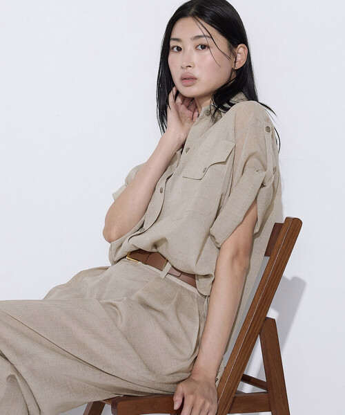 COMME CA（コムサ）の「【セットアップ対応】【RE:撚】トリアセクールスラブ シャツ（シャツ/ブラウス・レディース・キナリ/ライトグレー/ブラック・11号/9号）」の7枚目の写真