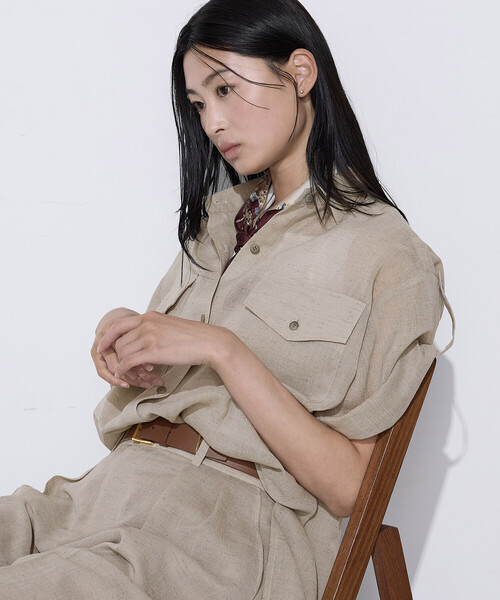 COMME CA（コムサ）の「【セットアップ対応】【RE:撚】トリアセクールスラブ シャツ（シャツ/ブラウス・レディース・キナリ/ライトグレー/ブラック・11号/9号）」の8枚目の写真