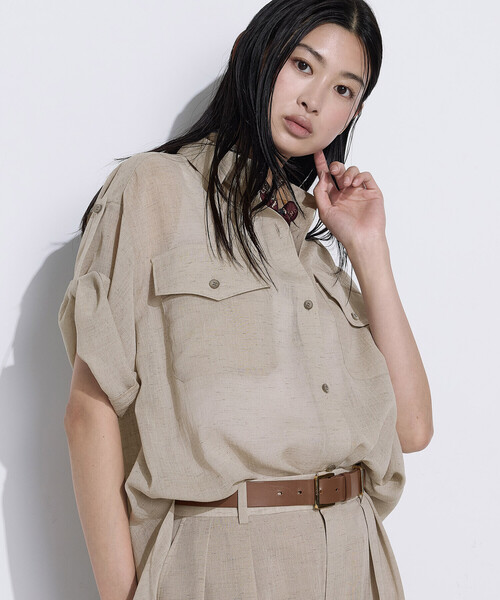 COMME CA（コムサ）の「【セットアップ対応】【RE:撚】トリアセクールスラブ シャツ（シャツ/ブラウス・レディース・キナリ/ライトグレー/ブラック・11号/9号）」の9枚目の写真