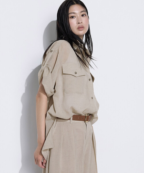 COMME CA（コムサ）の「【セットアップ対応】【RE:撚】トリアセクールスラブ シャツ（シャツ/ブラウス・レディース・キナリ/ライトグレー/ブラック・11号/9号）」の10枚目の写真
