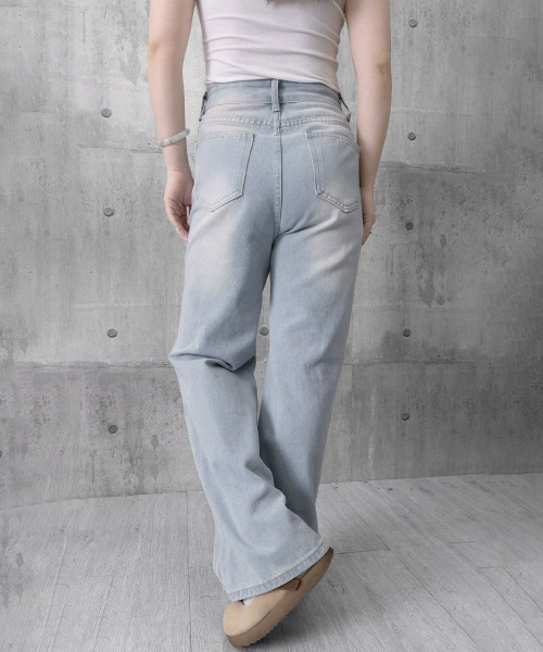 Miniministore（ミニミニストア）の「レースダメージデニムパンツ ワイドパンツ（デニムパンツ・レディース・サックスブルー・M/XL/L）」の11枚目の写真