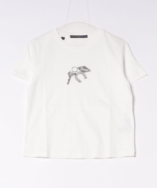 Guess(ゲス)の「【Stray Kids ヒョンジン着用】GUESS ゲス UNI S/SLV TEE SHIRT Tシャツ(Tシャツ/カットソー・レディース・チャコールグレー/ホワイト・ONE SIZE/MEDIUM/LARGE)」の1枚目の写真