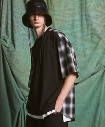 《UNISEX》Different Materials Switching Prime-Over Plaid Combination T-shirt/異素材切り替えプライムオーバーチェックコンビネーションTシャツ【MAISON SPECIAL/メゾンスペシャル】