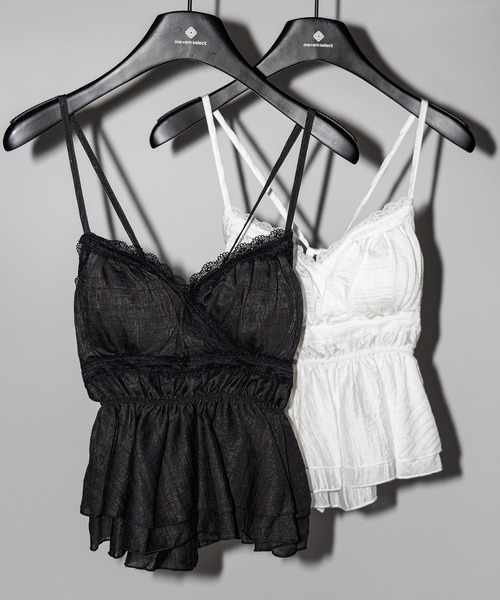 me+em select(ミームセレクト)の「【 2color 】レースフリルペプラムキャミソール / lace frill peplum camisole(キャミソール・レディース・ホワイト/ブラック・FREE)」の5枚目の写真
