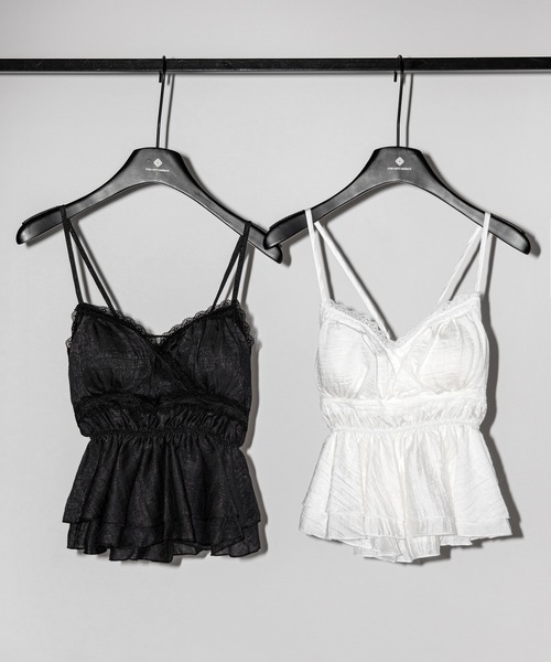 me+em select(ミームセレクト)の「【 2color 】レースフリルペプラムキャミソール / lace frill peplum camisole(キャミソール・レディース・ホワイト/ブラック・FREE)」の6枚目の写真