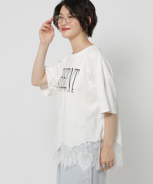 niko and...(ニコアンド)の「裾レースプリントアソートTシャツ(Tシャツ/カットソー・レディース・オフホワイト/イエロー/ブラック/チャコール・MEDIUM/LARGE)」の11枚目の写真