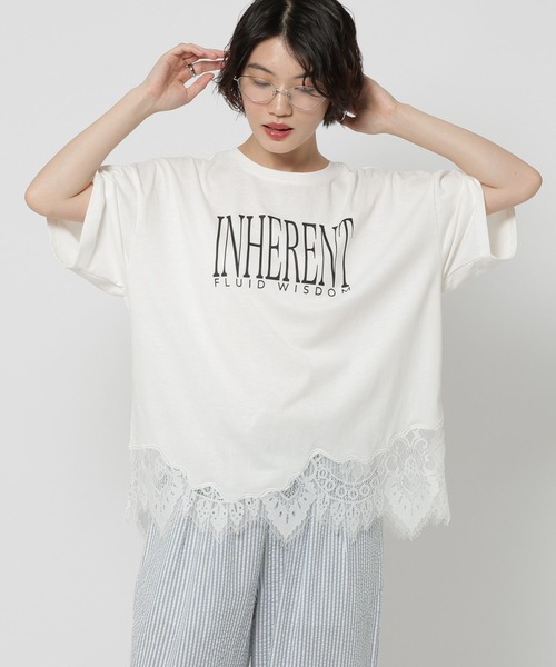 niko and...(ニコアンド)の「裾レースプリントアソートTシャツ(Tシャツ/カットソー・レディース・オフホワイト/イエロー/ブラック/チャコール・MEDIUM/LARGE)」の12枚目の写真