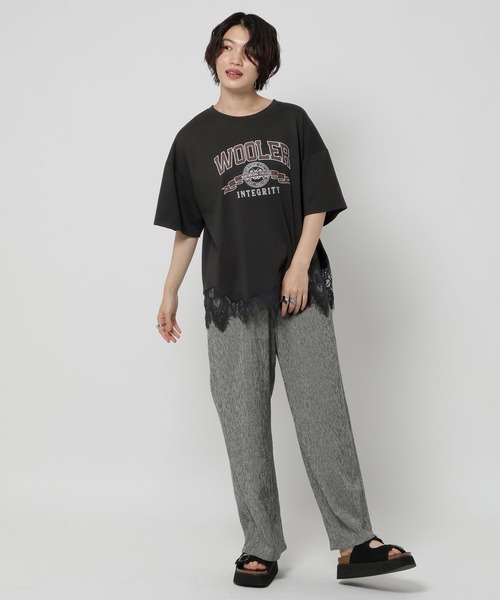 niko and...(ニコアンド)の「裾レースプリントアソートTシャツ(Tシャツ/カットソー・レディース・オフホワイト/イエロー/ブラック/チャコール・MEDIUM/LARGE)」の7枚目の写真