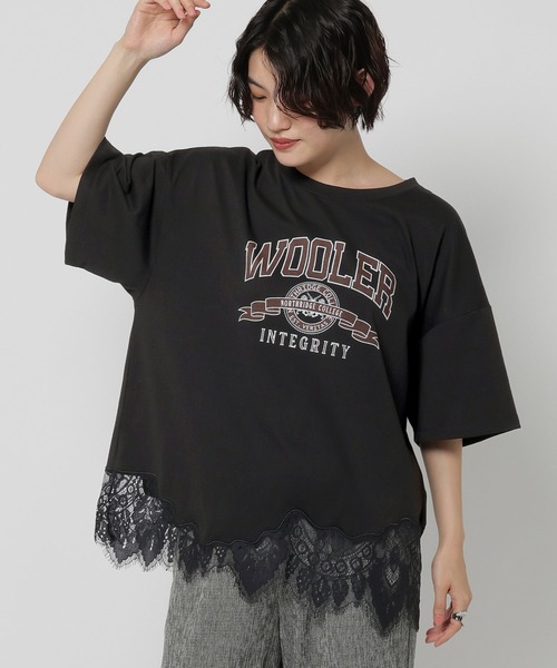 niko and...(ニコアンド)の「裾レースプリントアソートTシャツ(Tシャツ/カットソー・レディース・オフホワイト/イエロー/ブラック/チャコール・MEDIUM/LARGE)」の9枚目の写真