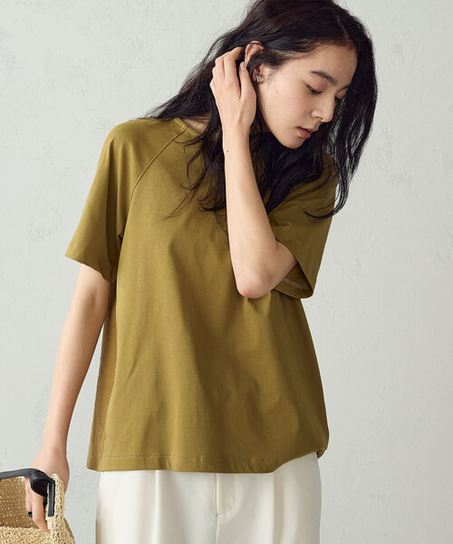 COMME CA ISM(コムサイズム)の「ラグランコンビ Tシャツ(Tシャツ/カットソー・レディース・ブラック/ホワイト/カーキ・LARGE/MEDIUM)」の6枚目の写真