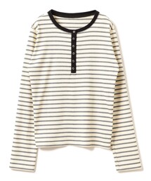 Ray BEAMS | RIB ボーダー ヘンリーネック Tシャツ(Tシャツ/カットソー)