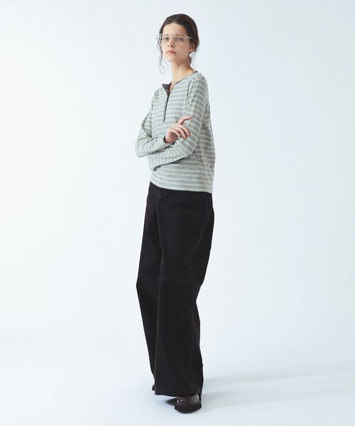 Ray BEAMS(レイビームス)の「RIB ボーダー ヘンリーネック Tシャツ(Tシャツ/カットソー・レディース・ダークブラウン/オフホワイト/ライトグレー・ONE SIZE)」の5枚目の写真
