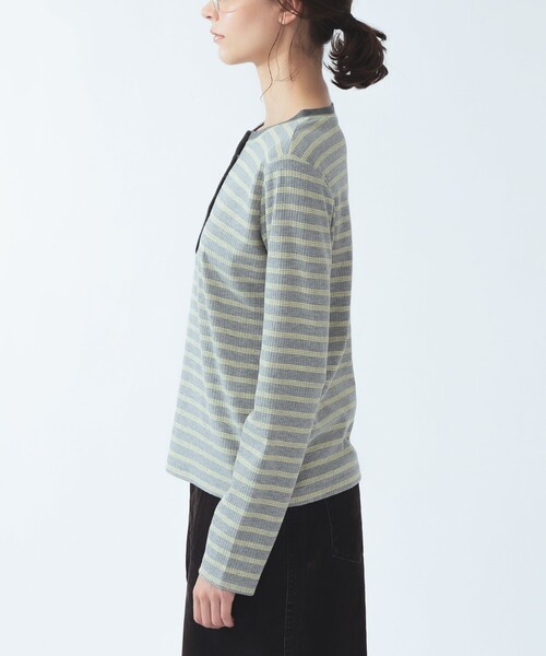 Ray BEAMS(レイビームス)の「RIB ボーダー ヘンリーネック Tシャツ(Tシャツ/カットソー・レディース・ダークブラウン/オフホワイト/ライトグレー・ONE SIZE)」の10枚目の写真