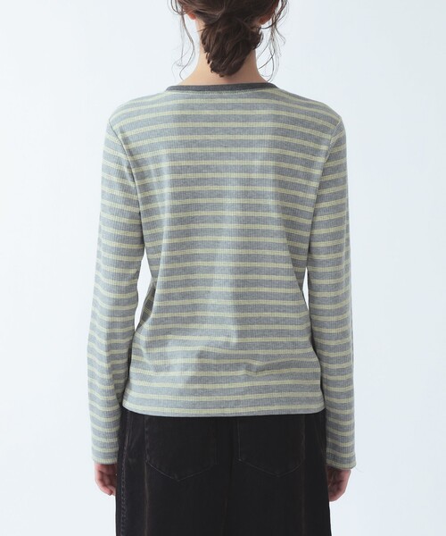 Ray BEAMS(レイビームス)の「RIB ボーダー ヘンリーネック Tシャツ(Tシャツ/カットソー・レディース・ダークブラウン/オフホワイト/ライトグレー・ONE SIZE)」の11枚目の写真