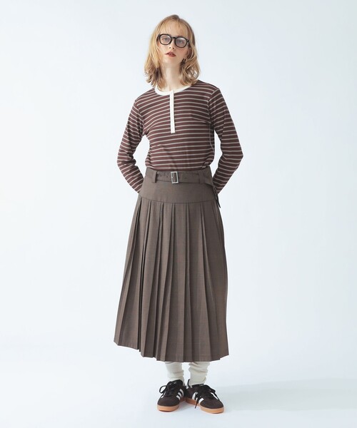 Ray BEAMS(レイビームス)の「RIB ボーダー ヘンリーネック Tシャツ(Tシャツ/カットソー・レディース・ダークブラウン/オフホワイト/ライトグレー・ONE SIZE)」の14枚目の写真